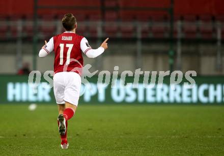 Fussball. FIFA. WM Qualifikationsspiel. European Qualifiers. Oesterreich gegen Israel. Torjubel Louis Schaub  (Oesterreich). Klagenfurt, Woerthersee Stadion, 12.11.2021.
Foto: Kuess
---
pressefotos, pressefotografie, kuess, qs, qspictures, sport, bild, bilder, bilddatenbank