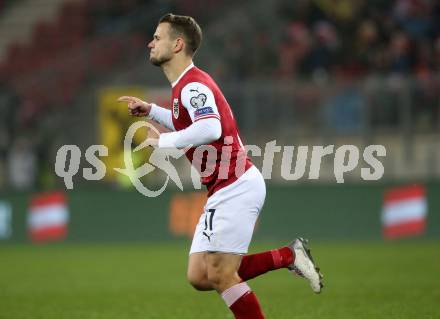 Fussball. FIFA. WM Qualifikationsspiel. European Qualifiers. Oesterreich gegen Israel. Torjubel Louis Schaub  (Oesterreich). Klagenfurt, Woerthersee Stadion, 12.11.2021.
Foto: Kuess
---
pressefotos, pressefotografie, kuess, qs, qspictures, sport, bild, bilder, bilddatenbank