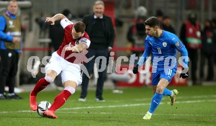 Fussball. FIFA. WM Qualifikationsspiel. European Qualifiers. Oesterreich gegen Israel. Marko Arnautovic, (Oesterreich),  Manor Solomon   (Isarael). Klagenfurt, Woerthersee Stadion, 12.11.2021.
Foto: Kuess
www.qspictures.net
---
pressefotos, pressefotografie, kuess, qs, qspictures, sport, bild, bilder, bilddatenbank