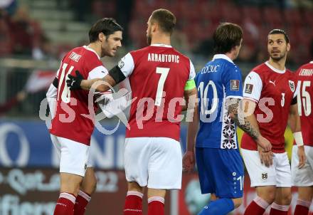 Fussball. FIFA. WM Qualifikationsspiel. European Qualifiers. Oesterreich gegen Moldawien. Torjubel Christopher Trimmel, Marko Arnautovic  (Oesterreich). Klagenfurt, Woerthersee Stadion, 15.11.2021.
Foto: Kuess
www.qspictures.net
---
pressefotos, pressefotografie, kuess, qs, qspictures, sport, bild, bilder, bilddatenbank