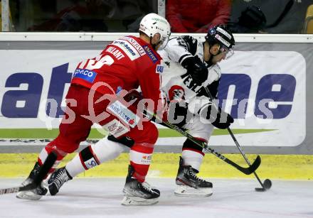 EBEL. Eishockey Bundesliga. KAC gegen	Tesla Orli Znojmo. Vallant Thomas (KAC), Fejes Samuel Hunter  (Znojmo). Klagenfurt, am 21.11.2021.
Foto: Kuess
www.qspictures.net

---
pressefotos, pressefotografie, kuess, qs, qspictures, sport, bild, bilder, bilddatenbank