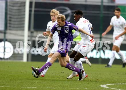 Fussball. Bundesliga. SK Austria Klagenfurt gegen  FK Austria Wien.   Christopher Brian Cvetko (Klagenfurt), Noah Ohio  (Wien). Klagenfurt, am 21.11.2021.
Foto: Kuess
www.qspictures.net
---
pressefotos, pressefotografie, kuess, qs, qspictures, sport, bild, bilder, bilddatenbank