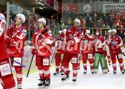 EBEL. Eishockey Bundesliga. KAC gegen	Tesla Orli Znojmo. Haudum Lukas, Kraus Nikolaus, Thomas Hundertpfund (KAC). Klagenfurt, am 21.11.2021.
Foto: Kuess
www.qspictures.net

---
pressefotos, pressefotografie, kuess, qs, qspictures, sport, bild, bilder, bilddatenbank