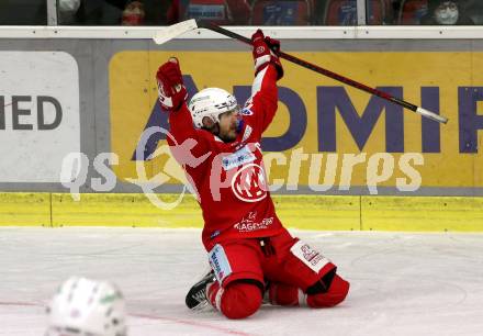 EBEL. Eishockey Bundesliga. KAC gegen	Tesla Orli Znojmo. Torjubel Manuel Ganahl (KAC). Klagenfurt, am 21.11.2021.
Foto: Kuess
www.qspictures.net

---
pressefotos, pressefotografie, kuess, qs, qspictures, sport, bild, bilder, bilddatenbank