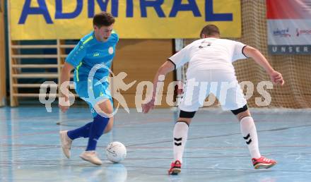 Futsal Meisterschaft (1.OEFL - B). Klagenfurt gegen Wiener Neustadt 1. FC Murexin Allstars. Pavic Markus  (Klagenfurt),  Kozar Tomaz (Wr. Neustadt). Klagenfurt, 20.11.2021.
Foto: Kuess
www.qspictures.net
---
pressefotos, pressefotografie, kuess, qs, qspictures, sport, bild, bilder, bilddatenbank