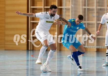 Futsal Meisterschaft (1.OEFL - B). Klagenfurt gegen Wiener Neustadt 1. FC Murexin Allstars.  Vukovic Zoran (Klagenfurt), Muharemovic Alen  (Wr. Neustadt). Klagenfurt, 20.11.2021.
Foto: Kuess
www.qspictures.net
---
pressefotos, pressefotografie, kuess, qs, qspictures, sport, bild, bilder, bilddatenbank