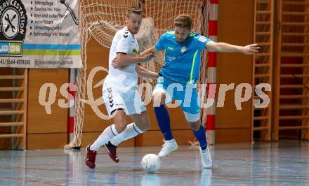 Futsal Meisterschaft (1.OEFL - B). Klagenfurt gegen Wiener Neustadt 1. FC Murexin Allstars.  Tomic Denis (Klagenfurt),  Lokovsek Matic (Wr. Neustadt). Klagenfurt, 20.11.2021.
Foto: Kuess
www.qspictures.net
---
pressefotos, pressefotografie, kuess, qs, qspictures, sport, bild, bilder, bilddatenbank