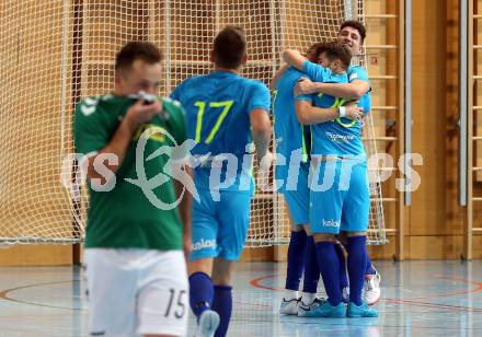 Futsal Meisterschaft (1.OEFL - B). Klagenfurt gegen Wiener Neustadt 1. FC Murexin Allstars.  Torjubel Klagenfurt. Klagenfurt, 20.11.2021.
Foto: Kuess
www.qspictures.net
---
pressefotos, pressefotografie, kuess, qs, qspictures, sport, bild, bilder, bilddatenbank