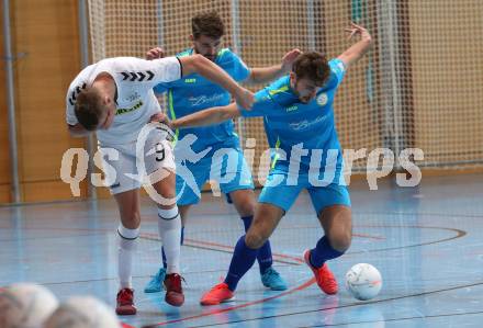 Futsal Meisterschaft (1.OEFL - B). Klagenfurt gegen Wiener Neustadt 1. FC Murexin Allstars. Tadijanovic Davor  (Klagenfurt),  Lokovsek Matic (Wr. Neustadt). Klagenfurt, 20.11.2021.
Foto: Kuess
www.qspictures.net
---
pressefotos, pressefotografie, kuess, qs, qspictures, sport, bild, bilder, bilddatenbank