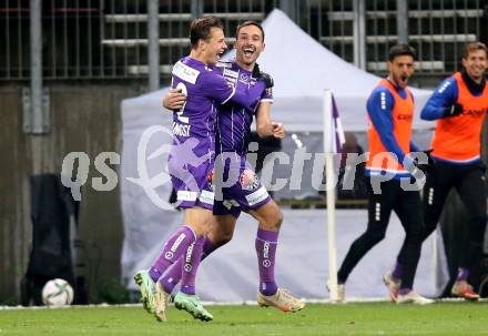 Fussball. Bundesliga. SK Austria Klagenfurt gegen  FC Red Bull Salzburg.   Torjubel Alex Timossi Andersson, Markus Pink (Klagenfurt). Klagenfurt, am 27.11.2021.
Foto: Kuess
www.qspictures.net
---
pressefotos, pressefotografie, kuess, qs, qspictures, sport, bild, bilder, bilddatenbank