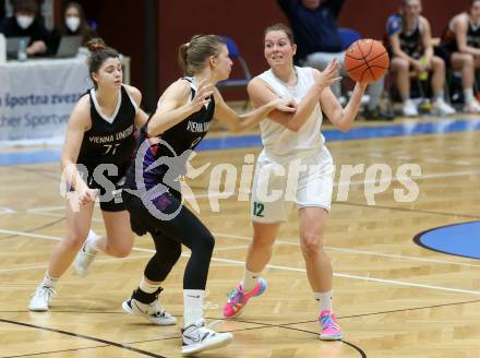 Basketball. Damen Basketball Austria Cup 2021/2022.  KOS Celovec Damen gegen Vienna United Post SV. Patricia Pauer  (KOS), Valentina Mraulak ,  Antonia Reissner  (Vienna). Klagenfurt, am 27.11.2021.
www.qspictures.net
Foto: Kuess
www.qspictures.net
---
pressefotos, pressefotografie, kuess, qs, qspictures, sport, bild, bilder, bilddatenbank