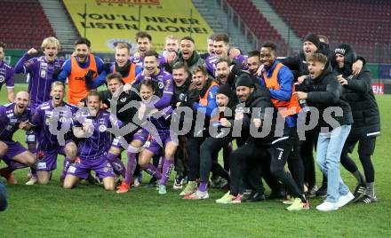 Fussball. Bundesliga. SK Austria Klagenfurt gegen  FC Red Bull Salzburg.   Jubel Austria. Klagenfurt, am 27.11.2021.
Foto: Kuess
www.qspictures.net
---
pressefotos, pressefotografie, kuess, qs, qspictures, sport, bild, bilder, bilddatenbank