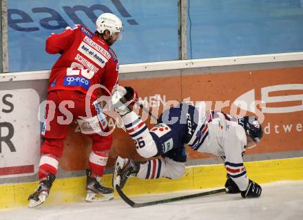 EBEL. Eishockey Bundesliga. KAC gegen	Hydro Fehervar AV 19.Martin Schumnig,   (KAC),  Anze Kuralt (Fehervar). Klagenfurt, am 28.11.2021.
Foto: Kuess
www.qspictures.net

---
pressefotos, pressefotografie, kuess, qs, qspictures, sport, bild, bilder, bilddatenbank