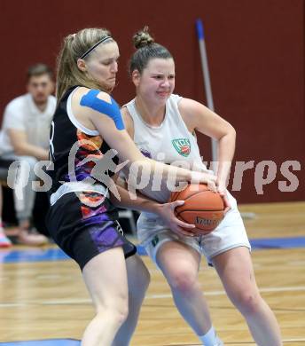 Basketball Damen Superliga 2021/2022. Grunddurchgang 7. Runde.  KOS Celovec Damen gegen  Vienna United.  Alina Seher (KOS),  Lena Eichler (Vienna United). Klagenfurt, am 11.12.2021.
Foto: Kuess
www.qspictures.net
---
pressefotos, pressefotografie, kuess, qs, qspictures, sport, bild, bilder, bilddatenbank