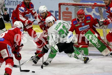 EBEL. Eishockey Bundesliga. KAC gegen	HK SZ Olimpija. Steven Strong, Sebastian Dahm,  (KAC),  S Guillaume Leclerc (Olimpija). Klagenfurt, am 17.12.2021.
Foto: Kuess
www.qspictures.net

---
pressefotos, pressefotografie, kuess, qs, qspictures, sport, bild, bilder, bilddatenbank