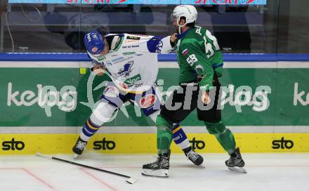 EBEL. Eishockey Bundesliga. VSV gegen HK SZ Olimpija.  Stefan Bacher,  (VSV), Sebastien Piche  (Olimpija). Villach, am 19.12.2021.
Foto: Kuess
www.qspictures.net
---
pressefotos, pressefotografie, kuess, qs, qspictures, sport, bild, bilder, bilddatenbank