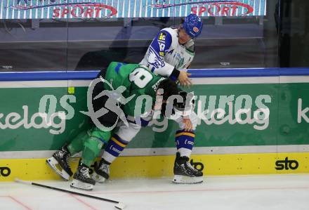 EBEL. Eishockey Bundesliga. VSV gegen HK SZ Olimpija.  Stefan Bacher,  (VSV), Sebastien Piche  (Olimpija). Villach, am 19.12.2021.
Foto: Kuess
www.qspictures.net
---
pressefotos, pressefotografie, kuess, qs, qspictures, sport, bild, bilder, bilddatenbank