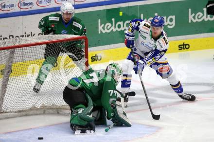 EBEL. Eishockey Bundesliga. VSV gegen HK SZ Olimpija.  Felix Maxa,  (VSV),   Paavo Holsa (Olimpija). Villach, am 19.12.2021.
Foto: Kuess
www.qspictures.net
---
pressefotos, pressefotografie, kuess, qs, qspictures, sport, bild, bilder, bilddatenbank