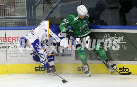 EBEL. Eishockey Bundesliga. VSV gegen HK SZ Olimpija.  Renars Krastenbergs,  (VSV), Jaka Sodja  (Olimpija). Villach, am 19.12.2021.
Foto: Kuess
www.qspictures.net
---
pressefotos, pressefotografie, kuess, qs, qspictures, sport, bild, bilder, bilddatenbank