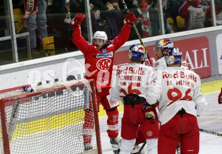 EBEL. Eishockey Bundesliga. KAC gegen	EC Red Bull Salzburg. Torjubel Obersteiner Daniel,  (KAC). Klagenfurt, am 21.12.2021.
Foto: Kuess
www.qspictures.net

---
pressefotos, pressefotografie, kuess, qs, qspictures, sport, bild, bilder, bilddatenbank