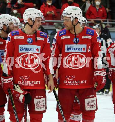 EBEL. Eishockey Bundesliga. KAC gegen	VSV. Clemens Unterweger, Thomas Hundertpfund (KAC). Klagenfurt, am 26.12.2021.
Foto: Kuess
www.qspictures.net

---
pressefotos, pressefotografie, kuess, qs, qspictures, sport, bild, bilder, bilddatenbank