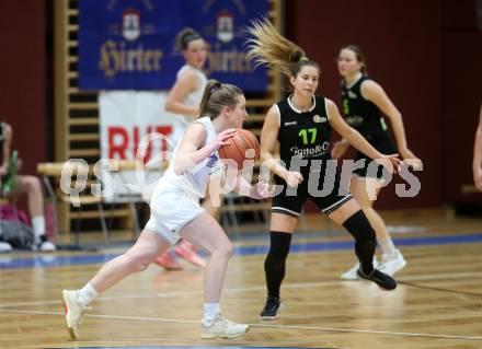 Basketball Damen Superliga 2021/2022. Grunddurchgang 9. Runde.  KOS Celovec Damen gegen  Basket Flames.  Monika Ristic (KOS), Clara Kronfuss  (Basket Flames). Klagenfurt, am 22.1.2022.
Foto: Kuess
www.qspictures.net
---
pressefotos, pressefotografie, kuess, qs, qspictures, sport, bild, bilder, bilddatenbank