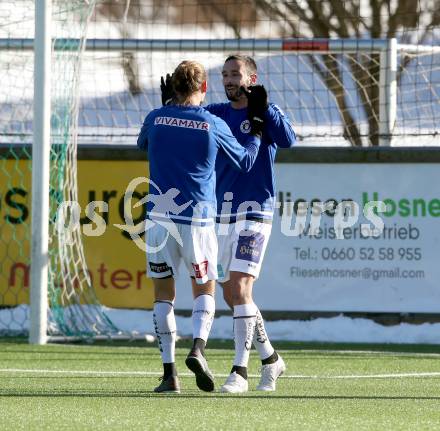 Fussball Testspiel. SK Austria Klagenfurt gegen NK Rogaska. Torjubel Markus Pink, Patrick Greil (Klagenfurt). Moosburg, am 22.1.2022.
Foto: Kuess
---
pressefotos, pressefotografie, kuess, qs, qspictures, sport, bild, bilder, bilddatenbank