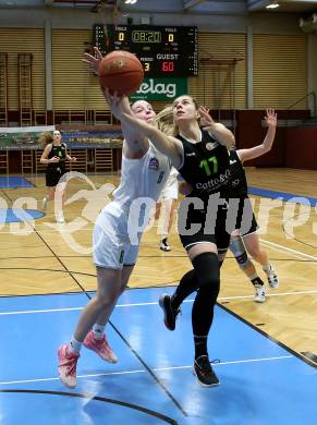 Basketball Damen Superliga 2021/2022. Grunddurchgang 9. Runde.  KOS Celovec Damen gegen  Basket Flames. Alina Seher  (KOS), Clara Kronfuss  (Basket Flames). Klagenfurt, am 22.1.2022.
Foto: Kuess
www.qspictures.net
---
pressefotos, pressefotografie, kuess, qs, qspictures, sport, bild, bilder, bilddatenbank