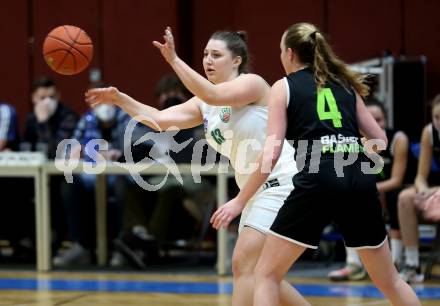 Basketball Damen Superliga 2021/2022. Grunddurchgang 9. Runde.  KOS Celovec Damen gegen  Basket Flames.  Lena WeiÃenbrunner (KOS),   Stella Popp  (Basket Flames). Klagenfurt, am 22.1.2022.
Foto: Kuess
www.qspictures.net
---
pressefotos, pressefotografie, kuess, qs, qspictures, sport, bild, bilder, bilddatenbank