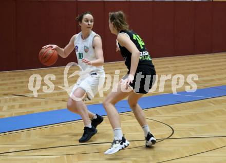 Basketball Damen Superliga 2021/2022. Grunddurchgang 9. Runde.  KOS Celovec Damen gegen  Basket Flames. Susanne Dvorsak  (KOS), Lara Brunner   (Basket Flames). Klagenfurt, am 22.1.2022.
Foto: Kuess
www.qspictures.net
---
pressefotos, pressefotografie, kuess, qs, qspictures, sport, bild, bilder, bilddatenbank