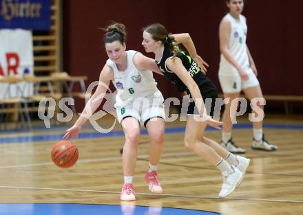 Basketball Damen Superliga 2021/2022. Grunddurchgang 9. Runde.  KOS Celovec Damen gegen  Basket Flames.  Alina Seher (KOS),  Franca Roedhammer  (Basket Flames). Klagenfurt, am 22.1.2022.
Foto: Kuess
www.qspictures.net
---
pressefotos, pressefotografie, kuess, qs, qspictures, sport, bild, bilder, bilddatenbank