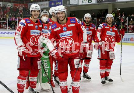 EBEL. Eishockey Bundesliga. KAC gegen	VSV. Thomas Vallant, Niklas Andre Wuerschl, Rok Ticar, Daniel Obersteiner (KAC). Klagenfurt, am 25.1.2022.
Foto: Kuess
www.qspictures.net

---
pressefotos, pressefotografie, kuess, qs, qspictures, sport, bild, bilder, bilddatenbank