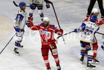 EBEL. Eishockey Bundesliga. KAC gegen	VSV. Torjubel Steven Strong (KAC). Klagenfurt, am 25.1.2022.
Foto: Kuess
www.qspictures.net

---
pressefotos, pressefotografie, kuess, qs, qspictures, sport, bild, bilder, bilddatenbank