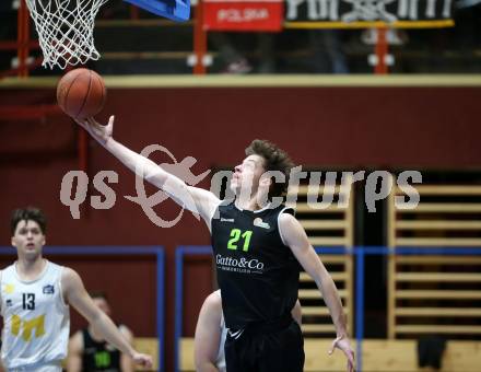 Basketball Zweite Liga 2021/2022. Grunddurchgang 14. Runde.  Woerthersee Piraten gegen Basket Flames. Stefan Andic  (Basket Flames). Klagenfurt, am 29.1.2022. 
Foto: Kuess
www.qspictures.net

---
pressefotos, pressefotografie, kuess, qs, qspictures, sport, bild, bilder, bilddatenbank