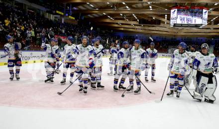 EBEL. Eishockey Bundesliga. VSV gegen Hydro Fehervar AV 19.  Jubel  (VSV). Villach, am 6.2.2022.
Foto: Kuess
www.qspictures.net
---
pressefotos, pressefotografie, kuess, qs, qspictures, sport, bild, bilder, bilddatenbank