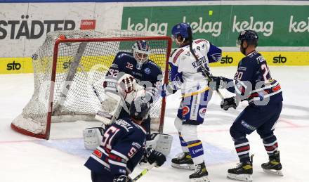 EBEL. Eishockey Bundesliga. VSV gegen Hydro Fehervar AV 19.  Marco Richter,  (VSV),  Rasmus Tirronen, Gleason Fournier (Fehervar). Villach, am 6.2.2022.
Foto: Kuess
www.qspictures.net
---
pressefotos, pressefotografie, kuess, qs, qspictures, sport, bild, bilder, bilddatenbank