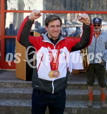 Schi Ski Alpin. Empfang Matthias Mayer. Afritz, 12.2.2022.
Foto: Kuess
www.qspictures.net

---
pressefotos, pressefotografie, kuess, qs, qspictures, sport, bild, bilder, bilddatenbank