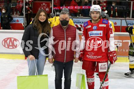 EBEL. Eishockey Bundesliga. KAC gegen	HC Pustertal Woelfe. Spieler des Abends Fabian Hochegger (KAC). Klagenfurt, am 13.2.2022.
Foto: Kuess
www.qspictures.net

---
pressefotos, pressefotografie, kuess, qs, qspictures, sport, bild, bilder, bilddatenbank