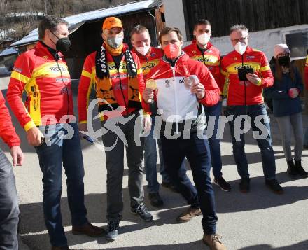 Schi Ski Alpin. Empfang Matthias Mayer.  .   Afritz, 12.2.2022.
Foto: Kuess
www.qspictures.net

---
pressefotos, pressefotografie, kuess, qs, qspictures, sport, bild, bilder, bilddatenbank