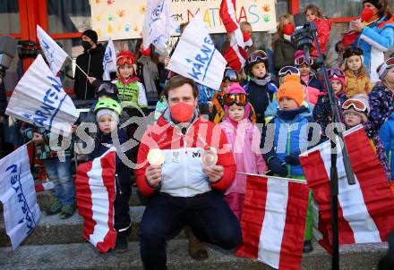 Schi Ski Alpin. Empfang Matthias Mayer.  .   Afritz, 12.2.2022.
Foto: Kuess
www.qspictures.net

---
pressefotos, pressefotografie, kuess, qs, qspictures, sport, bild, bilder, bilddatenbank