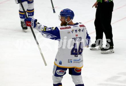 EBEL. Eishockey Bundesliga. VSV gegen HC Pustertal Woelfe.  Torjubel Jamie Fraser (VSV). Villach, am 16.2.2022.
Foto: Kuess
www.qspictures.net
---
pressefotos, pressefotografie, kuess, qs, qspictures, sport, bild, bilder, bilddatenbank