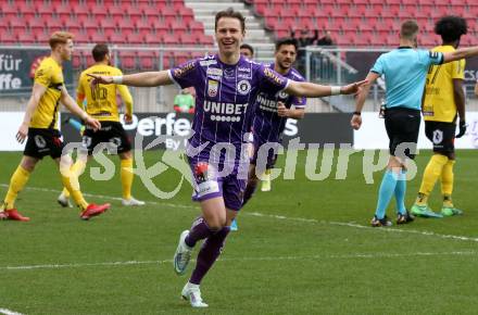 Fussball Bundesliga. SK Austria Klagenfurt gegen Cashpoint SCR Altach.  Torjubel Alex Timossi Andersson (Klagenfurt). Klagenfurt, am 20.2.2022.
Foto: Kuess
www.qspictures.net
---
pressefotos, pressefotografie, kuess, qs, qspictures, sport, bild, bilder, bilddatenbank