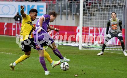 Fussball Bundesliga. SK Austria Klagenfurt gegen Cashpoint SCR Altach. Alex Timossi Andersson (Klagenfurt), Nosa Iyobosa Edokpolor (Altach). Klagenfurt, am 20.2.2022.
Foto: Kuess
www.qspictures.net
---
pressefotos, pressefotografie, kuess, qs, qspictures, sport, bild, bilder, bilddatenbank