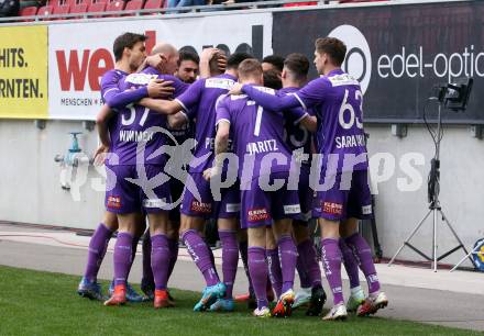 Fussball Bundesliga. SK Austria Klagenfurt gegen Cashpoint SCR Altach. Torjubel Austria (Klagenfurt). Klagenfurt, am 20.2.2022.
Foto: Kuess
www.qspictures.net
---
pressefotos, pressefotografie, kuess, qs, qspictures, sport, bild, bilder, bilddatenbank