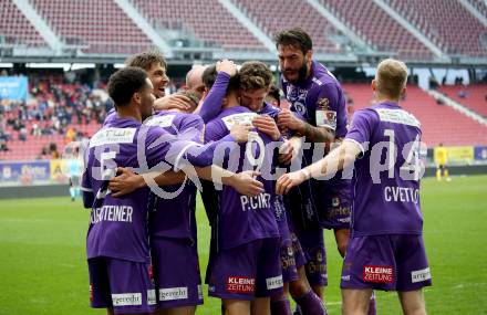 Fussball Bundesliga. SK Austria Klagenfurt gegen Cashpoint SCR Altach.  Torjubel Darijo Pecirep (Klagenfurt). Klagenfurt, am 20.2.2022.
Foto: Kuess
www.qspictures.net
---
pressefotos, pressefotografie, kuess, qs, qspictures, sport, bild, bilder, bilddatenbank