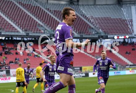 Fussball Bundesliga. SK Austria Klagenfurt gegen Cashpoint SCR Altach.  Torjubel Alex Timossi Andersson (Klagenfurt). Klagenfurt, am 20.2.2022.
Foto: Kuess
www.qspictures.net
---
pressefotos, pressefotografie, kuess, qs, qspictures, sport, bild, bilder, bilddatenbank