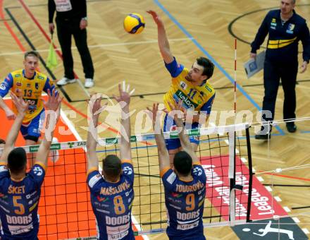 Volleyball MEVZA League 2022 - Final Four. ACH Volley Ljubljana gegen SK Zadruga Aich/Dob.  Marino Marelic (Aich/Dob). Bleiburg, am 19.2.2022.
Foto: Kuess
www.qspictures.net
---
pressefotos, pressefotografie, kuess, qs, qspictures, sport, bild, bilder, bilddatenbank