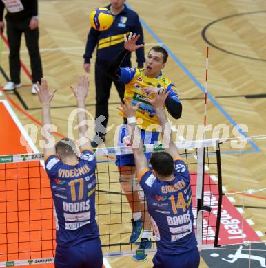 Volleyball MEVZA League 2022 - Final Four. ACH Volley Ljubljana gegen SK Zadruga Aich/Dob. Marek Gergely  (Aich/Dob). Bleiburg, am 19.2.2022.
Foto: Kuess
www.qspictures.net
---
pressefotos, pressefotografie, kuess, qs, qspictures, sport, bild, bilder, bilddatenbank