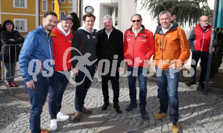 Snowboard. Slopestyle.  Big Air. Empfang Olympiasiegerin Anna Gasser.   Sebastian Schuschnig, Thomas Morgenstern , Matthias Mayer, Landeshauptmann Peter Kaiser, Franz Klammer, Fritz Strobl. Millstatt, am 20.2.2022.
Foto: Kuess
www.qspictures.net
---
pressefotos, pressefotografie, kuess, qs, qspictures, sport, bild, bilder, bilddatenbank