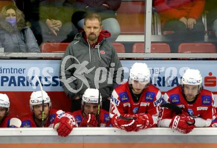 EBEL. Eishockey Bundesliga. KAC gegen	Tesla Orli Znojmo. Trainer Petri Matikainen (KAC). Klagenfurt, am 18.2.2022.
Foto: Kuess
www.qspictures.net

---
pressefotos, pressefotografie, kuess, qs, qspictures, sport, bild, bilder, bilddatenbank